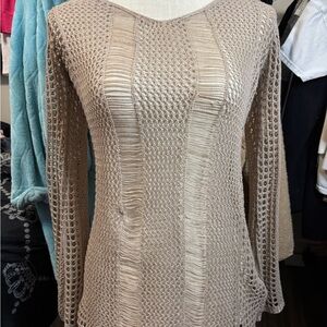 Beige Knit Long Sleeve Top